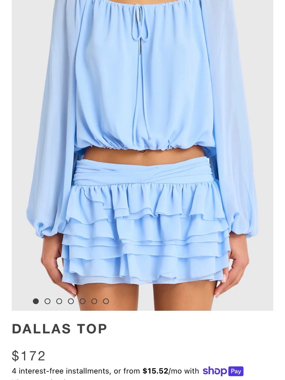 Amanda Uprichard Light Blue Ruffle-Trim Blouse